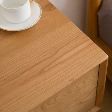 Solid Wood High-Leg Bedside Storage Cabinet