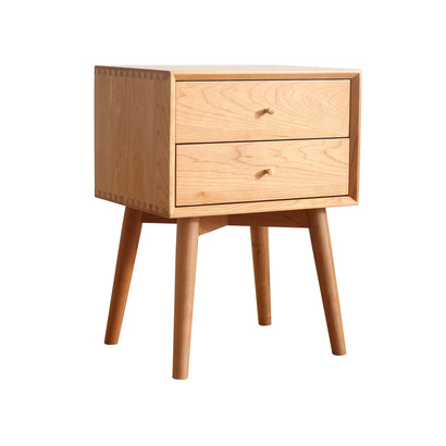 Solid Wood High-Leg Bedside Storage Cabinet