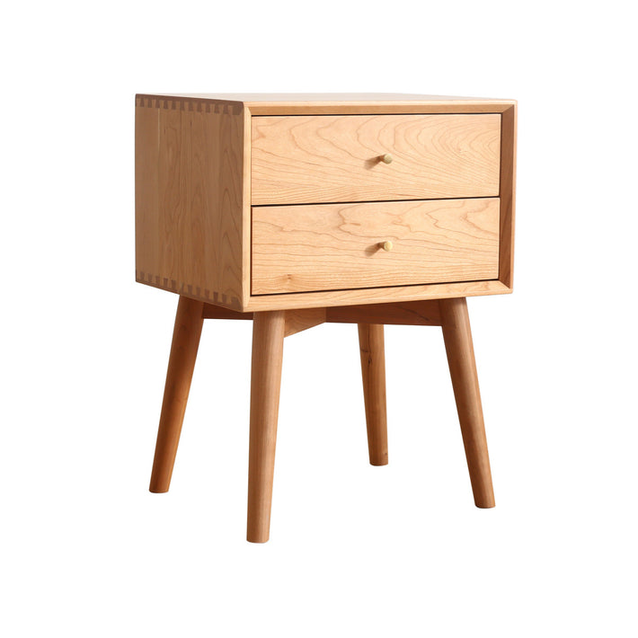 Solid Wood High-Leg Bedside Storage Cabinet