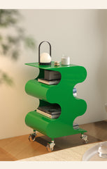 Movable plastic cart by the sofa