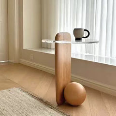 Ripple glass floor lamp with table and coffee table