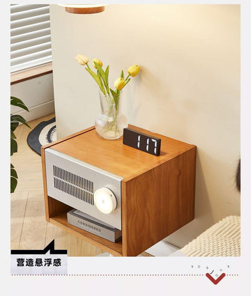 Solid wood bedside table Bauhaus retro style bedroom sofa simple cabinet storage