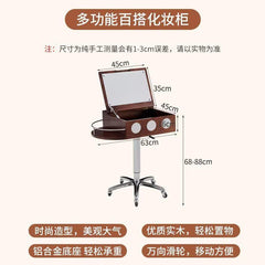 Multifunctional Adjustable Vintage-Style Dressing Table with Mirror, Solid Wood Storage Desk, Movable