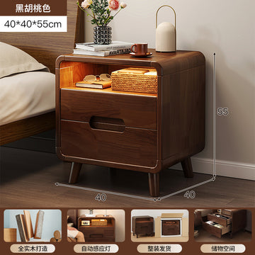 All solid wood bedside table, home bedroom small bedside nightstand, small storage cabinet