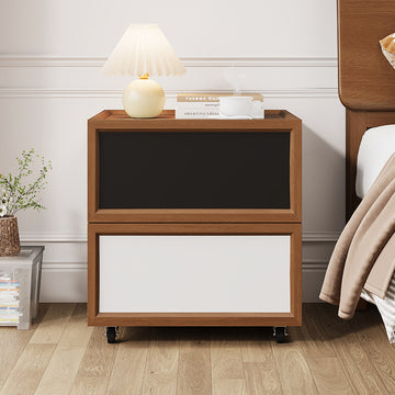 Modern Mid-Century Retro Color Block Rolling Mobile Bedside Storage Cabinet Small Side Cabinet