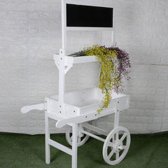 Ornamental soft decoration blackboard flower rack display with wheels