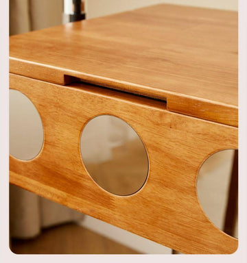 Multifunctional Adjustable Vintage-Style Dressing Table with Mirror, Solid Wood Storage Desk, Movable