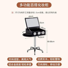 Multifunctional Adjustable Vintage-Style Dressing Table with Mirror, Solid Wood Storage Desk, Movable