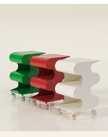 Movable plastic cart by the sofa
