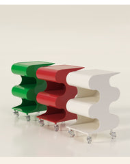 Movable plastic cart by the sofa