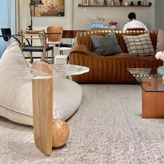 Ripple glass floor lamp with table and coffee table