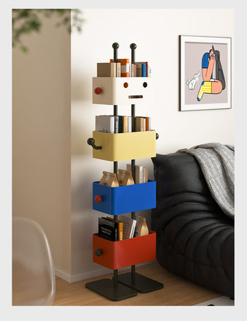Robot Bookshelf for Living Room Home Use, Children's Floor Corner Storage Rack, Simple Colorful