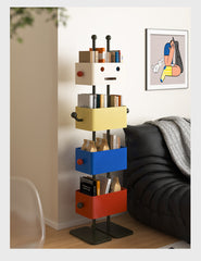 Robot Bookshelf for Living Room Home Use, Children's Floor Corner Storage Rack, Simple Colorful