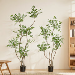 Artificial flowers, fake trees, and potted plants