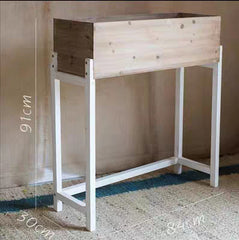 Solid wood flower trough, flower stand, flower table, partition, large flower pot, flower pot storage, vintage multi-layer iron storage rack for balcony