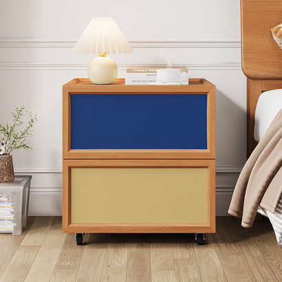 Modern Mid-Century Retro Color Block Rolling Mobile Bedside Storage Cabinet Small Side Cabinet