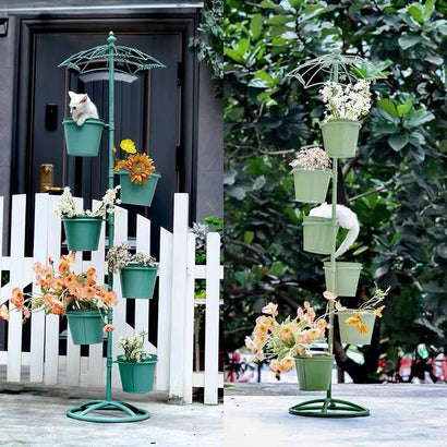 Iron Art Flower Stand Multi-Layer Step-Style Plant Pot Display Rack