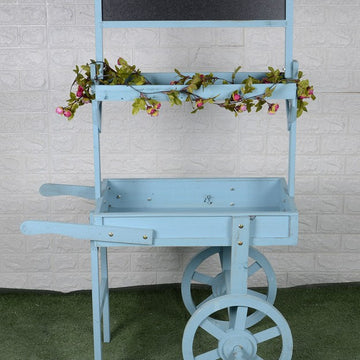Ornamental soft decoration blackboard flower rack display with wheels