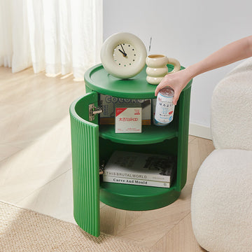 Minimalist Round Wabi-Sabi Style Bedside Storage Cabinet