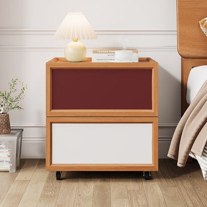 Modern Mid-Century Retro Color Block Rolling Mobile Bedside Storage Cabinet Small Side Cabinet