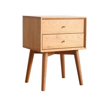 Solid Wood High-Leg Bedside Storage Cabinet