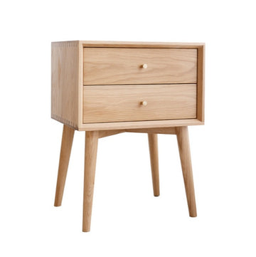 Solid Wood High-Leg Bedside Storage Cabinet