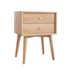 Solid Wood High-Leg Bedside Storage Cabinet