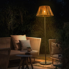 Rattan Solar Powered Floor Lamp For  Outdoor Garden