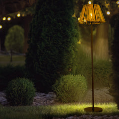 Rattan Solar Powered Floor Lamp For  Outdoor Garden