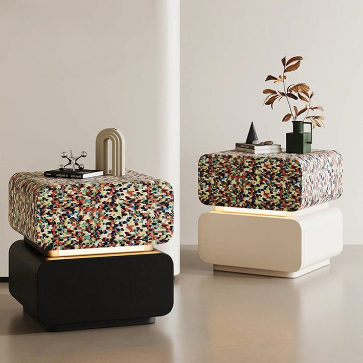Rainbow Mosaic Solid Wood Bedside Table