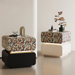 Rainbow Mosaic Solid Wood Bedside Table
