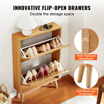 Shoe Cabinet with 2 Flip Drawers