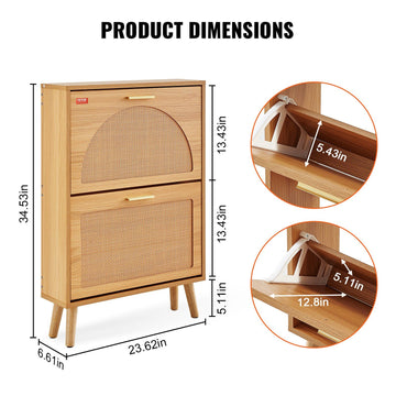 Shoe Cabinet with 2 Flip Drawers