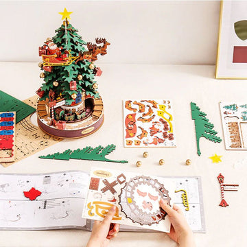 3D Puzzles Wooden Music Box Christmas Melody Tree (319PCS)