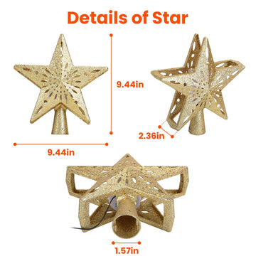 Christmas Tree Topper Star with Projector Light