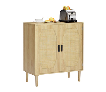 Kitchen storage cabinets with rattan decorative doors, buffets, wine cabinets, dining rooms, hallways, cabinet console tables, Natural, 31.5''W X 15.8''D X 34.6"H.