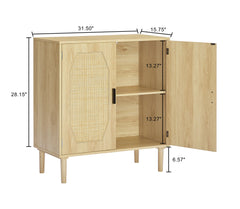 Kitchen storage cabinets with rattan decorative doors, buffets, wine cabinets, dining rooms, hallways, cabinet console tables, Natural, 31.5''W X 15.8''D X 34.6