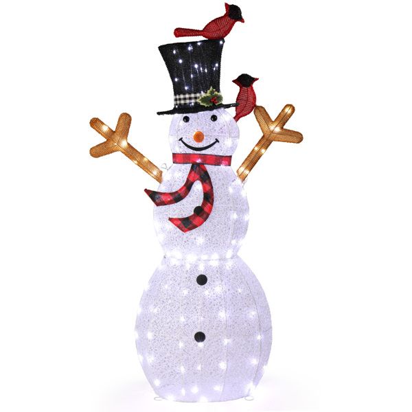 Pre-lit Snowman and Birds for Christmas Indoor & Outdoor Decor