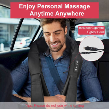 Electric Neck And Back Massager with Infrared Light Heating 3 Intensity Levels Deep Kneading 3D Shiatsu Massage Pillow For Back Arms Thighs Pain Relief Home Car Office