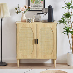 Kitchen storage cabinets with rattan decorative doors, buffets, wine cabinets, dining rooms, hallways, cabinet console tables, Natural, 31.5''W X 15.8''D X 34.6