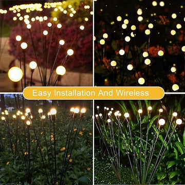 2 Pack LED Solar Firefly Lights for Garden Patio Outdoors Lawn Lights