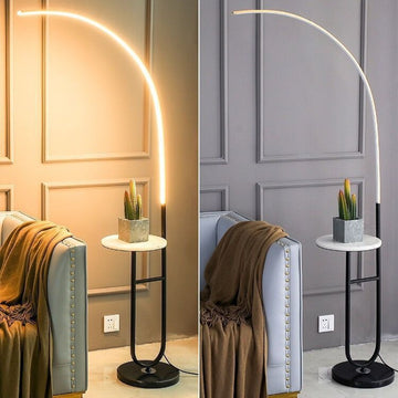 2 Tire Adjustable Color Marble Tray Table Floor Lamp
