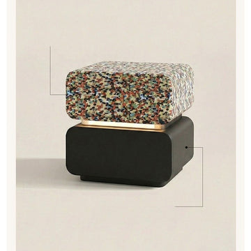 Rainbow Mosaic Solid Wood Bedside Table