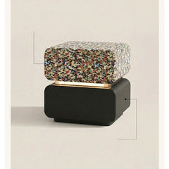 Rainbow Mosaic Solid Wood Bedside Table