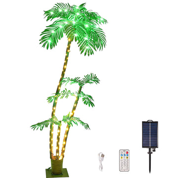 Solar Palm Glow: 7FT Patio Decor