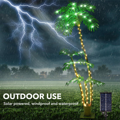 Solar Palm Glow: 7FT Patio Decor