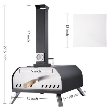 Stainless Steel Outdoor Wood-Fired Pizza Oven with Pizza Stone