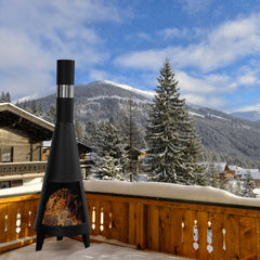 Steel chiminea outdoor fireplace