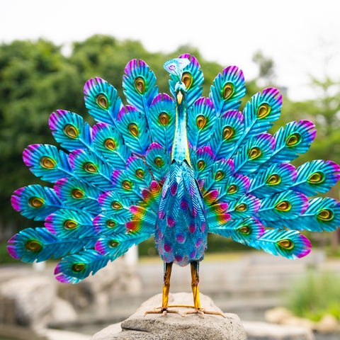 Alpine Garden Art Metal Peacock Statue – Vivzone store